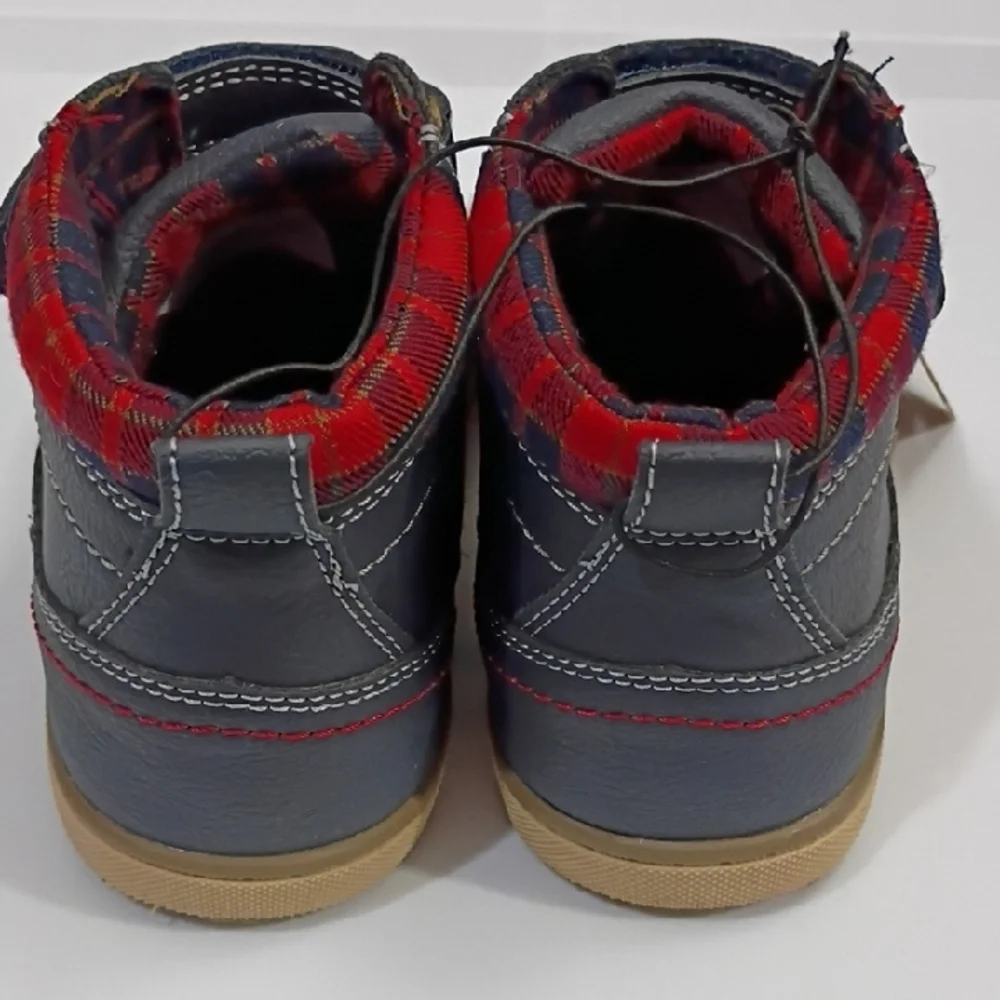EDDIE BAUER Boys High-top Boots - Navy and Red - SIZE 11 NWT